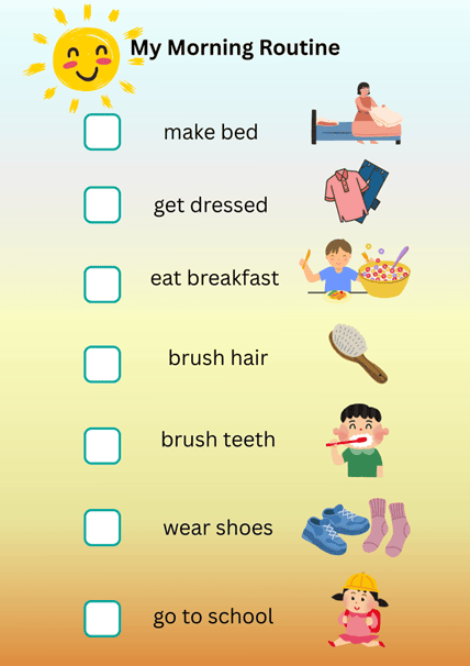 Visual schedule of morning routine