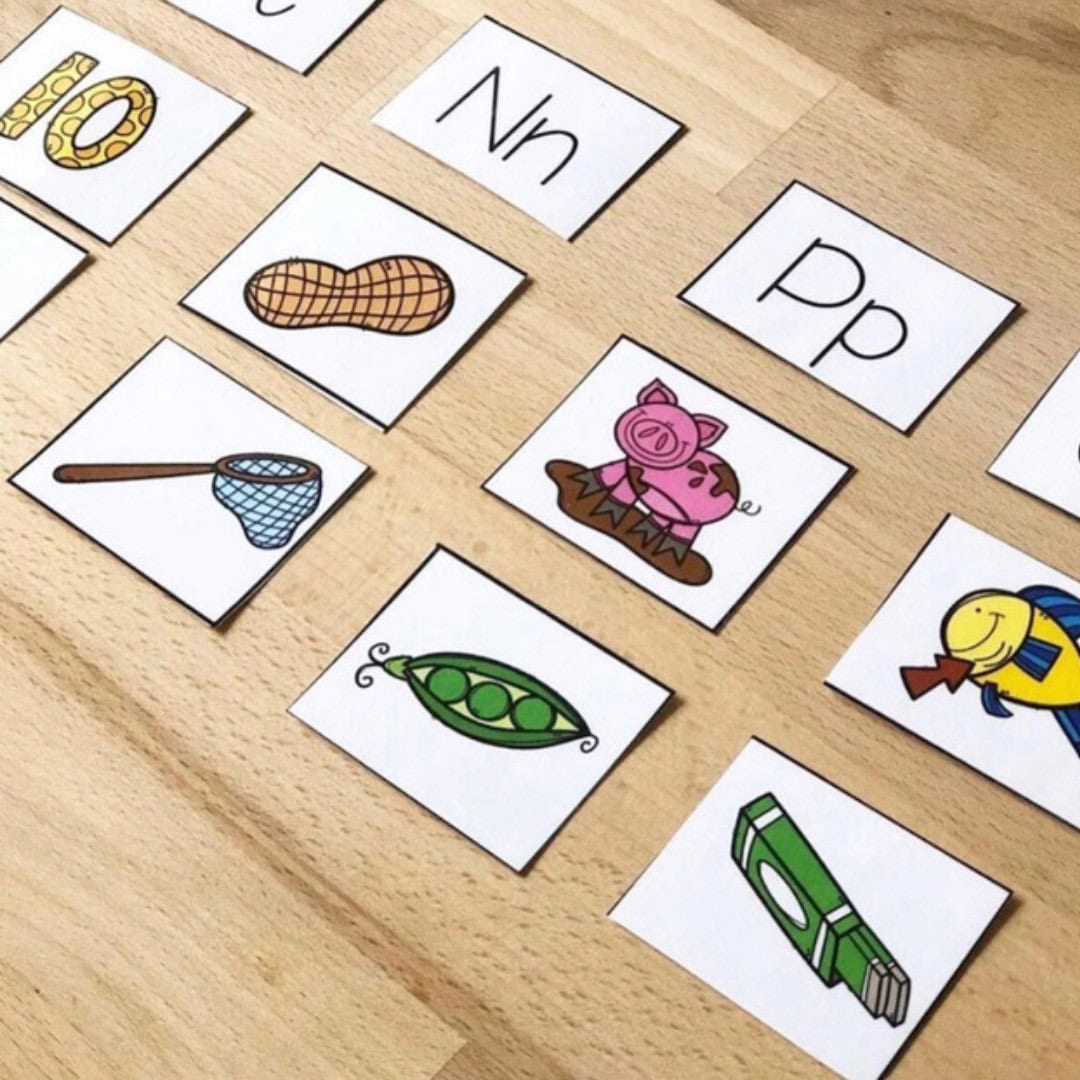 Fun activities to build early literacy at home 3 Image cards sorted according to alphabets they start with
