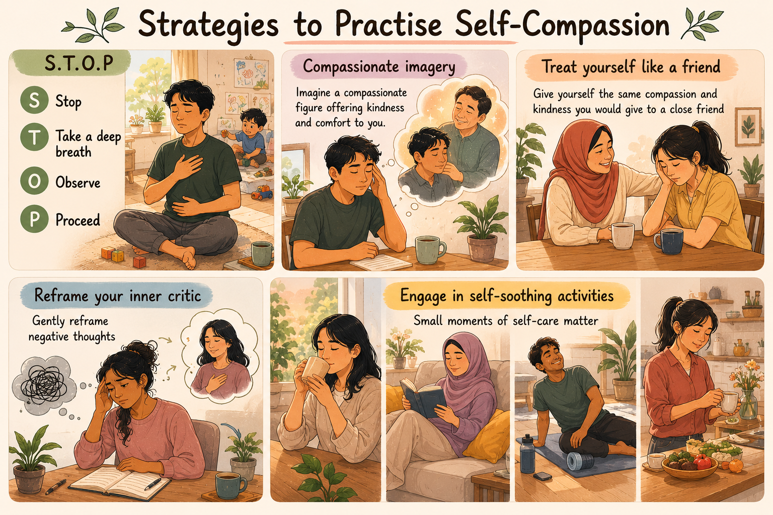 When caregiving feels heavy, practise self-compassion 4 Strategies to practise self-compassion, explained in article